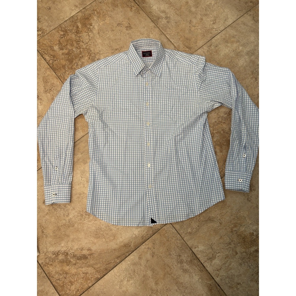 Untuckit Slim Fit Men's Shirt Medium Wrinkle-Free Blue White Check Button Down